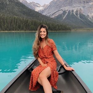 Burnt Orange polka dot dress